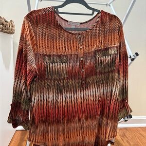 Elegant Autumn Hues Button-Up Blouse